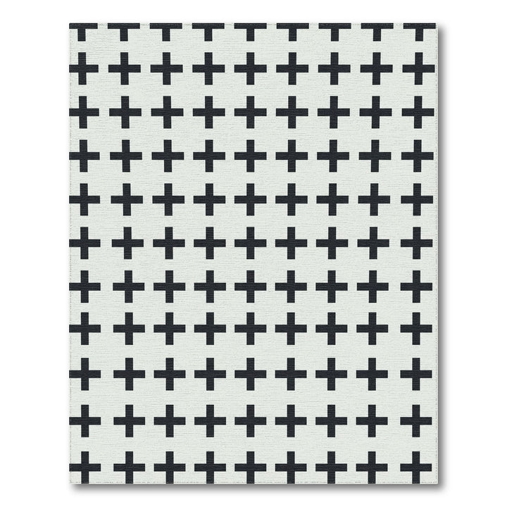 Minimalist Black Plus Sign Grid Rug