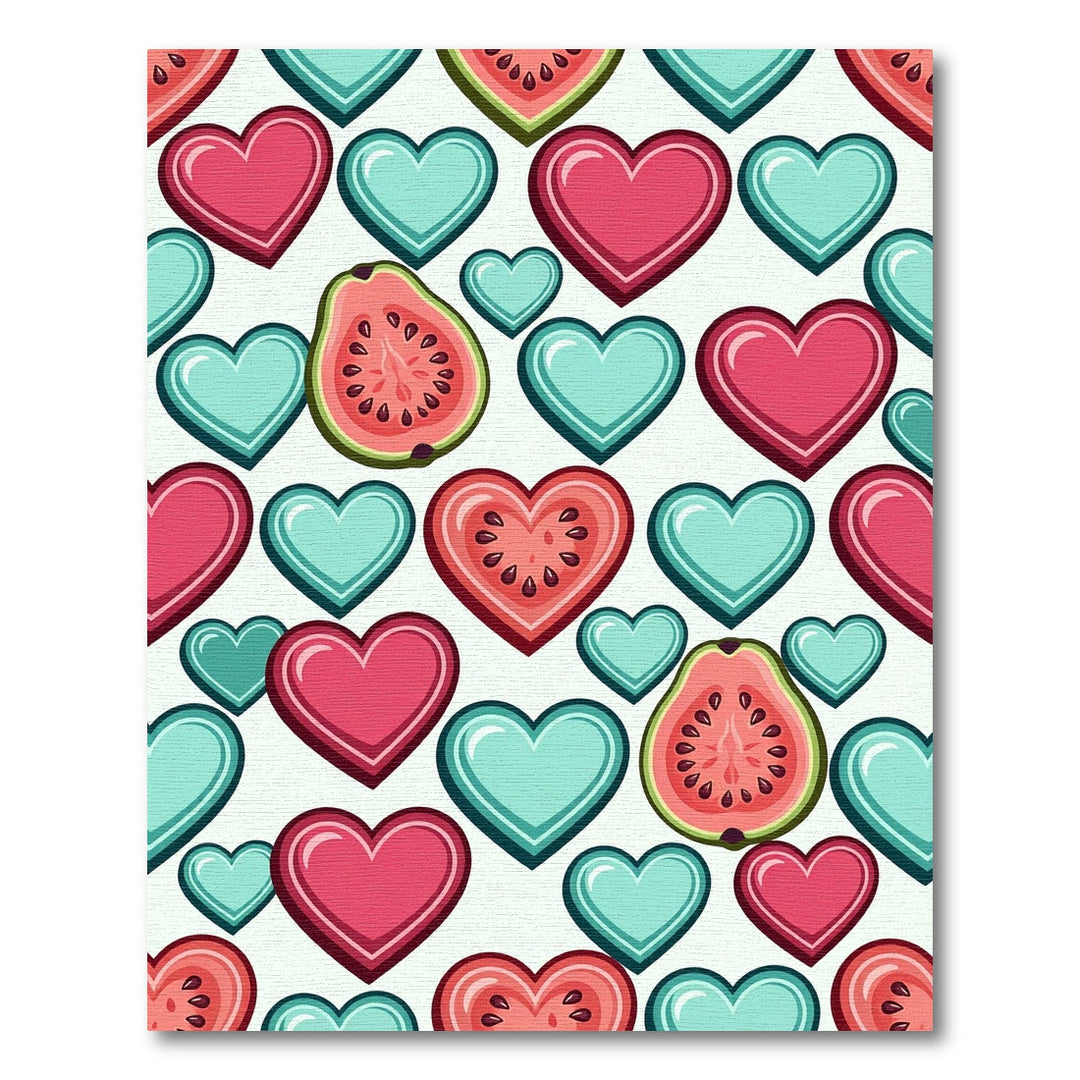 Sweet Hearts and Guava Fruit Illustration Rug
