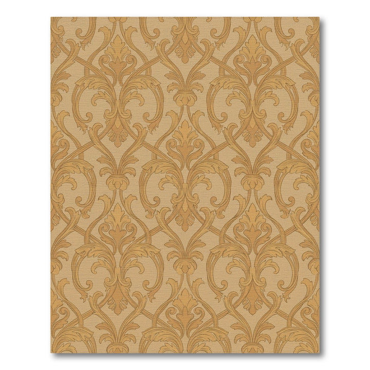 Golden Baroque Damask Scroll Rug