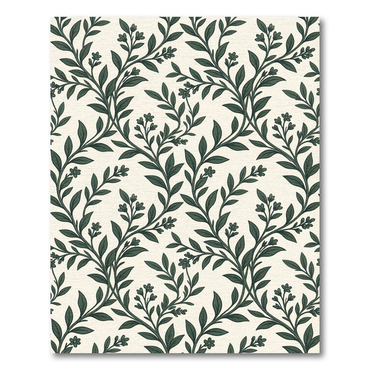 Dark Green Botanical Vine Swirl Rug