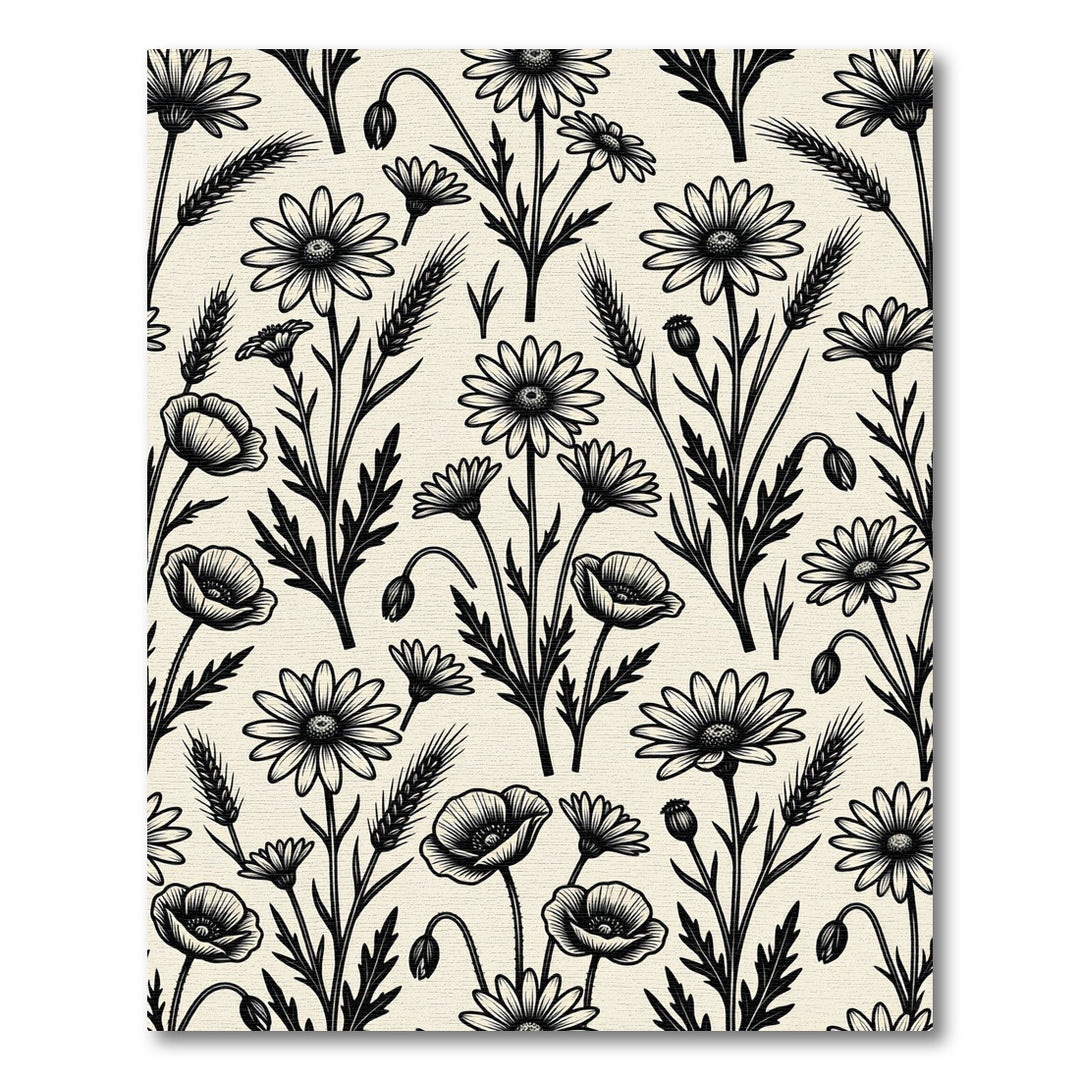 Vintage Daisy Poppy Wheat Field Rug