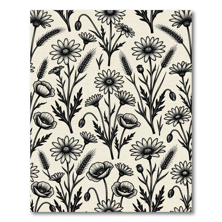 Vintage Daisy Poppy Wheat Field Rug