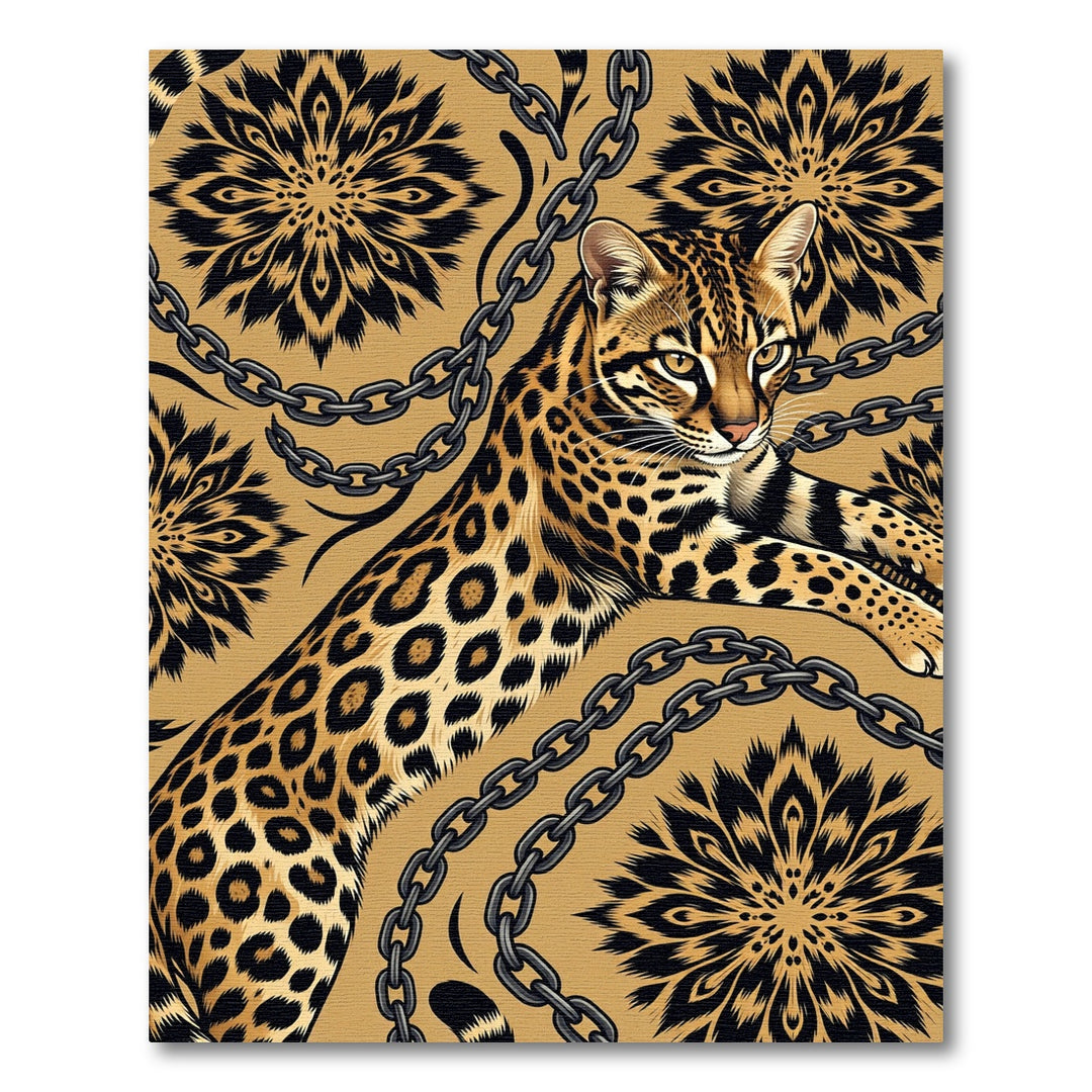 Ocelot Chains Floral Gold Rug