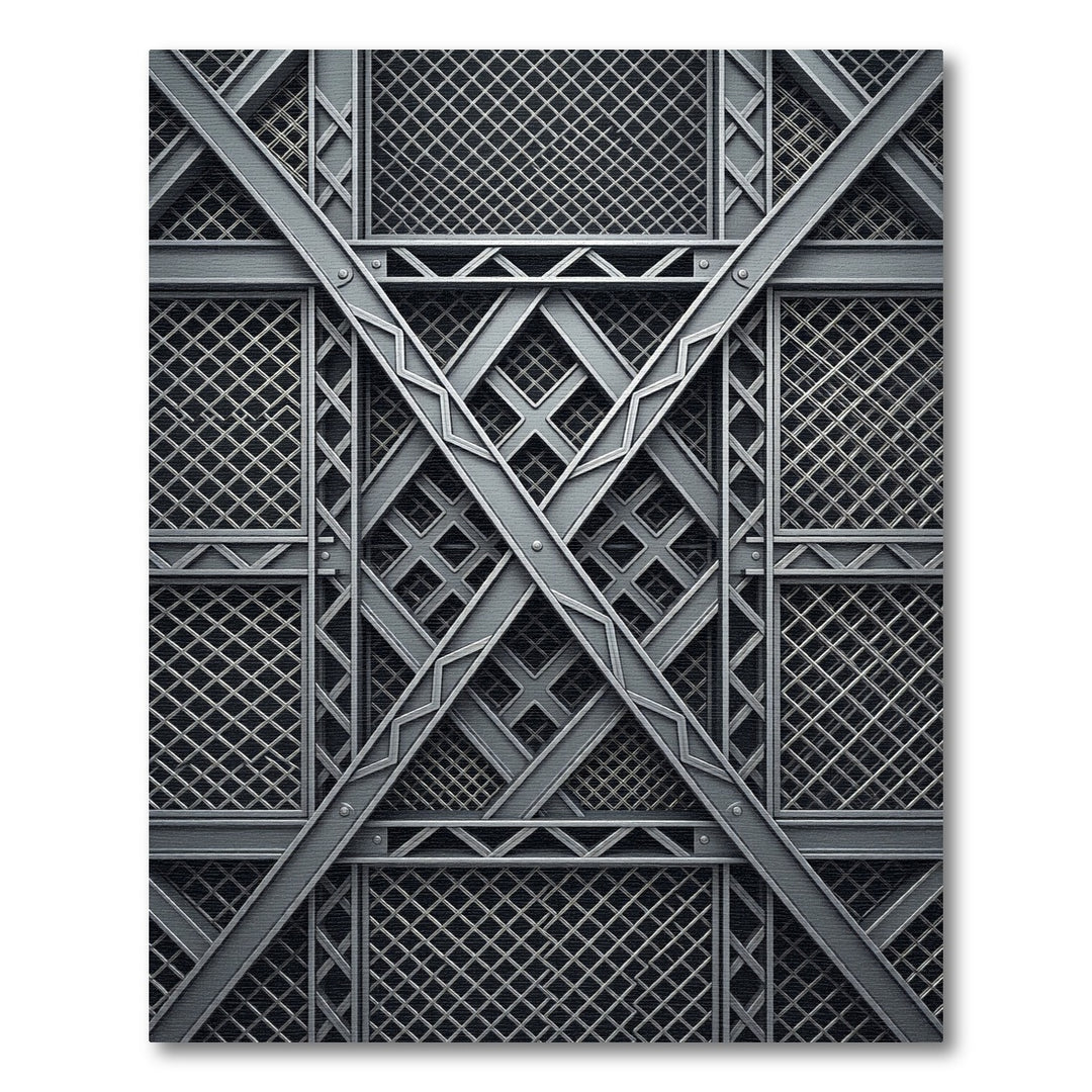 Industrial Gray Geometric Trellis Rug