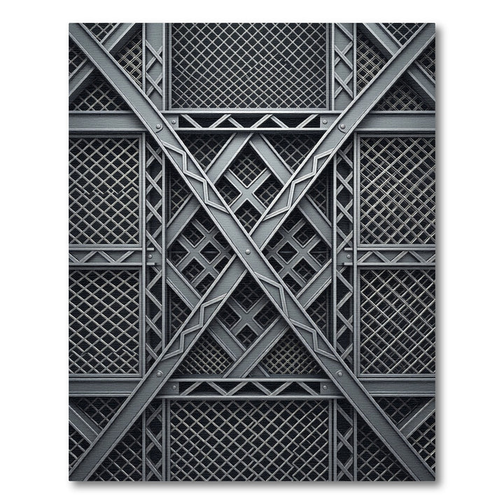 Industrial Gray Geometric Trellis Rug