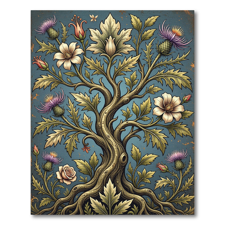 Whimsical Floral Tree Botanical Art Rug