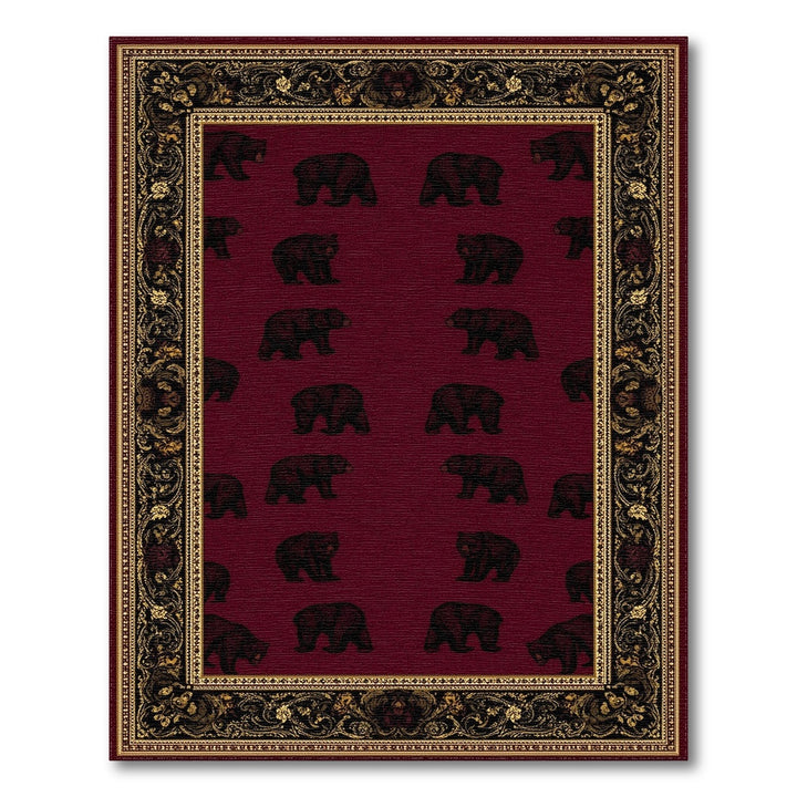 Black Bear Red Heritage Area Rug