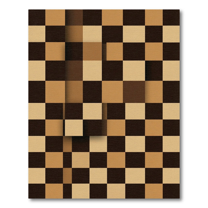 Brown Checkerboard Depth Squares Rug