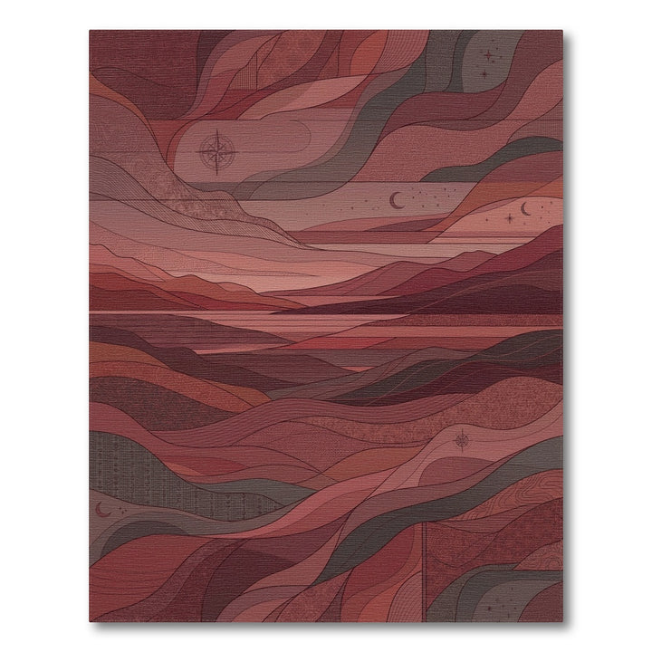 Crimson layered landscape abstract Rug