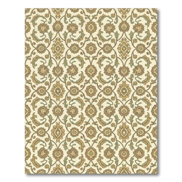 Subtle Gold Floral Arch Motif Rug