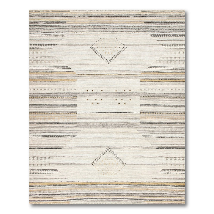 Beige Geometric Striped Diamond Area Rug