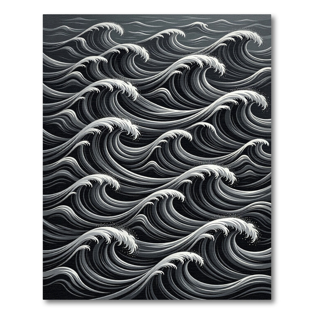 Deep Ocean White Cresting Waves Rug