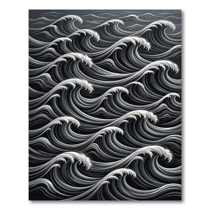 Deep Ocean White Cresting Waves Rug