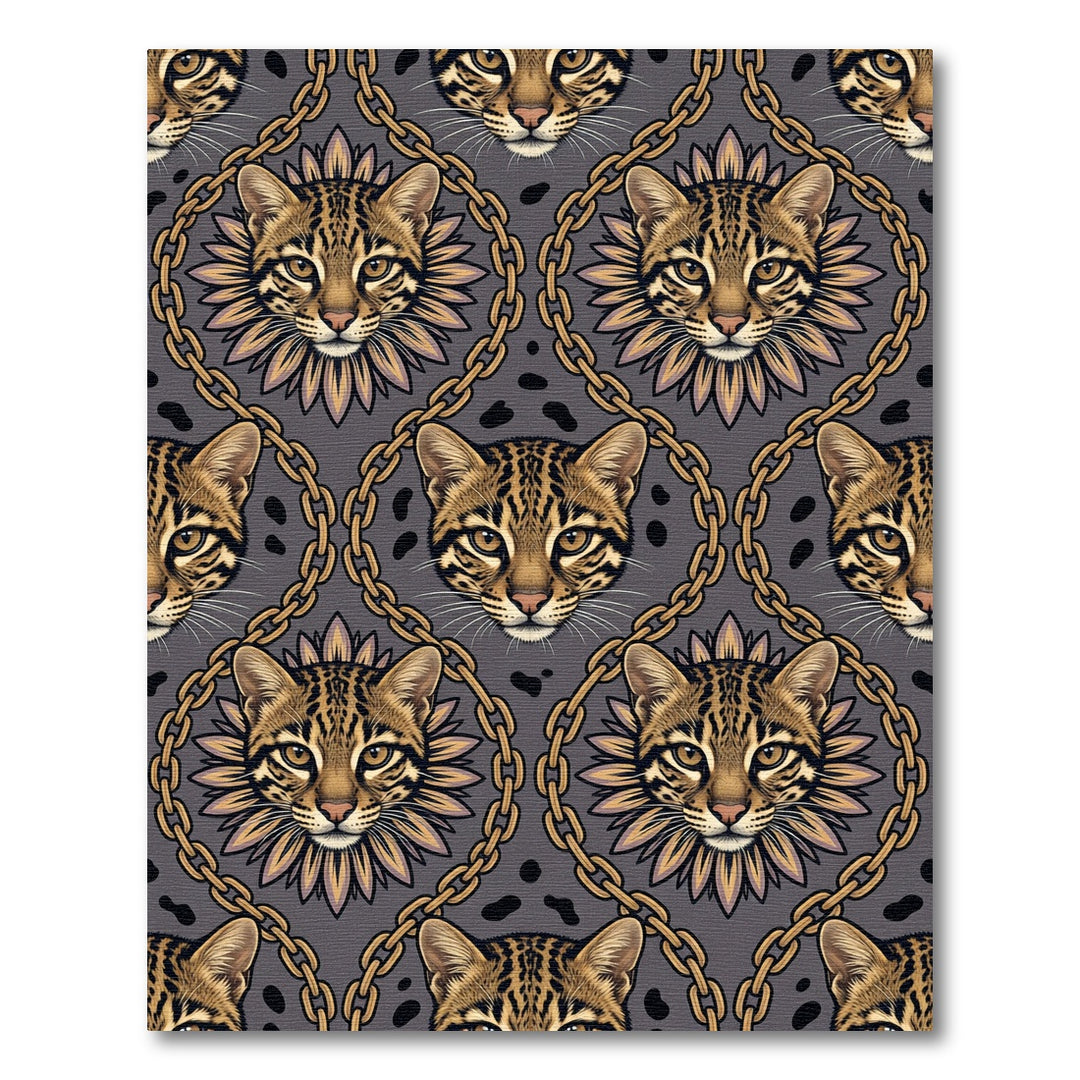Elegant Ocelot Chain Medallion Rug