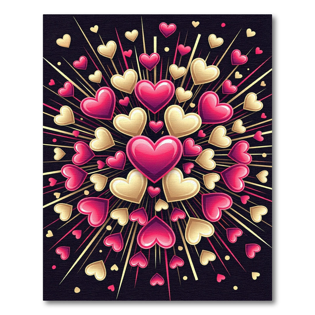Crimson Gold Heartburst Explosion Rug