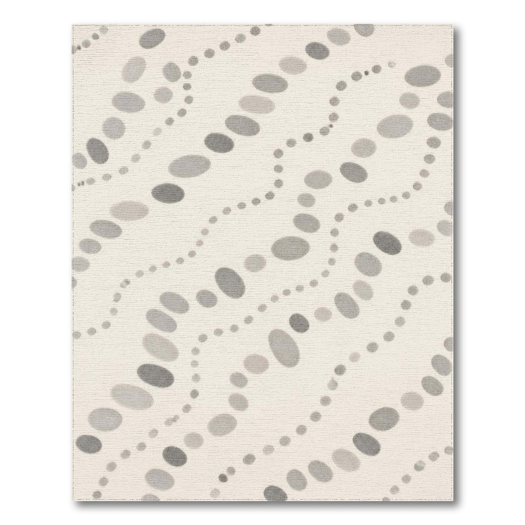 Grey Oval Geometric Area Rug