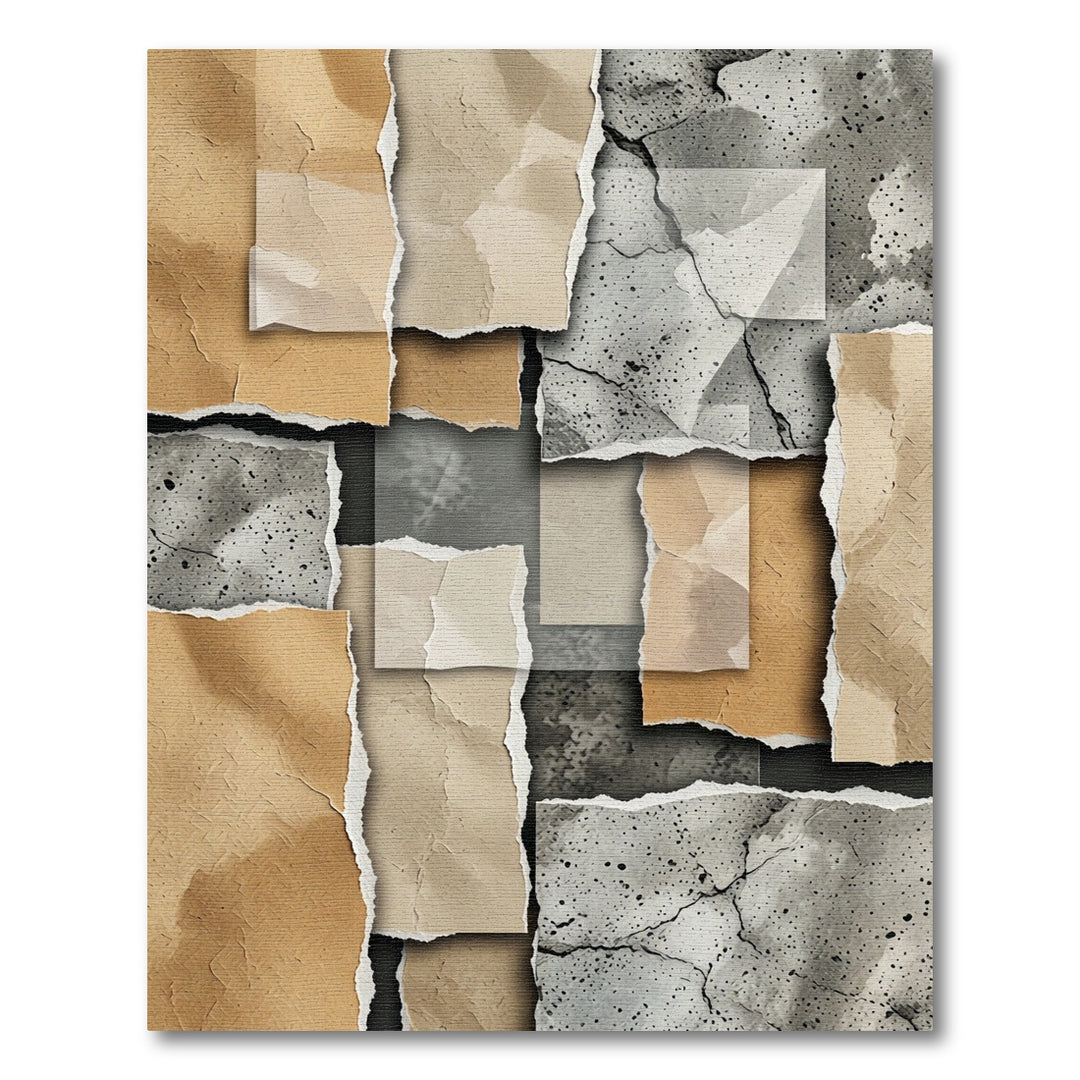 Earthy Collage Cracked Paper Collage Rug
