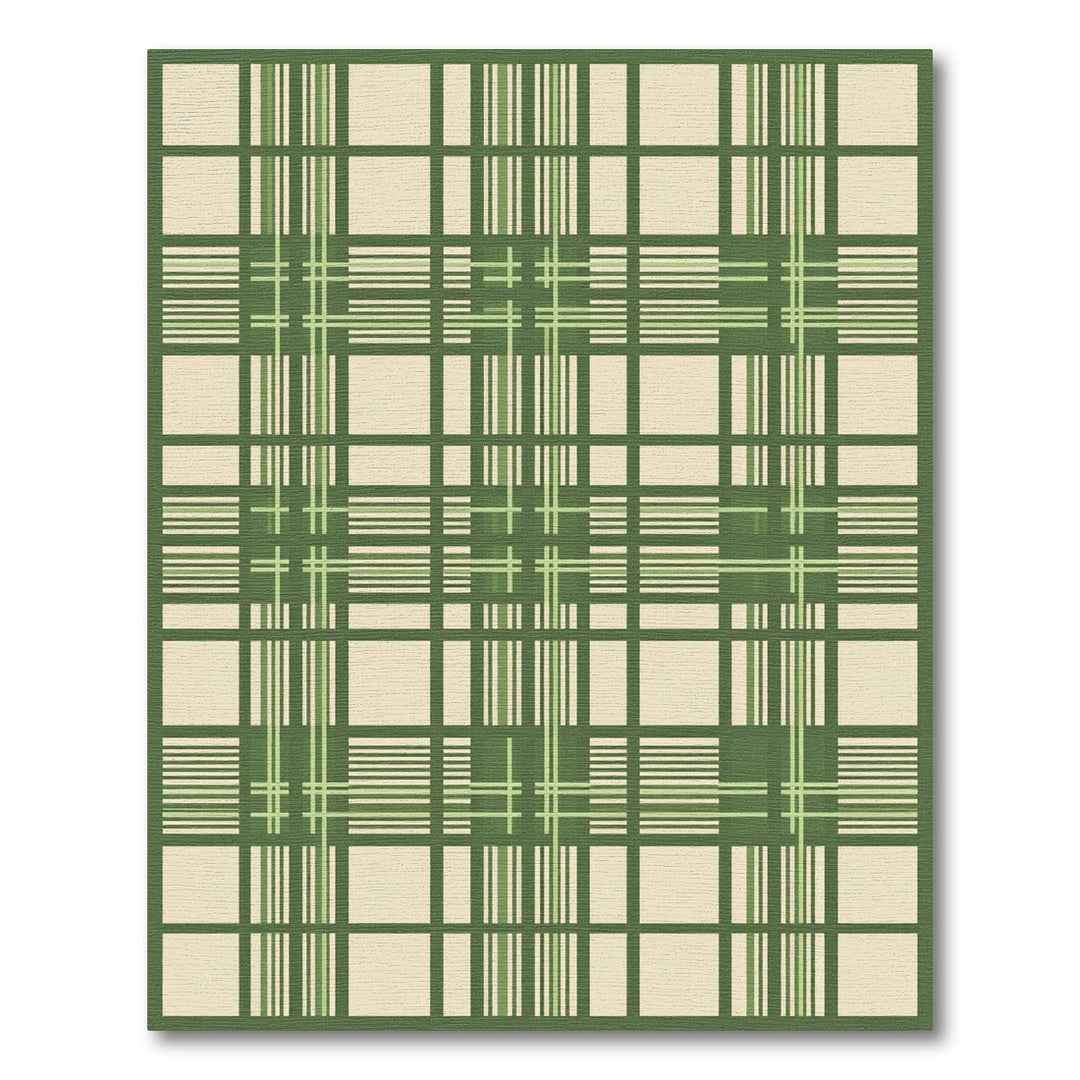 Green Neutral Tartan Grid Rug