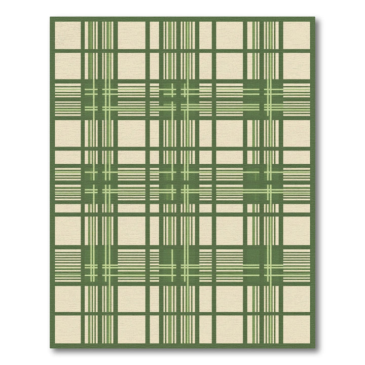 Green Neutral Tartan Grid Rug