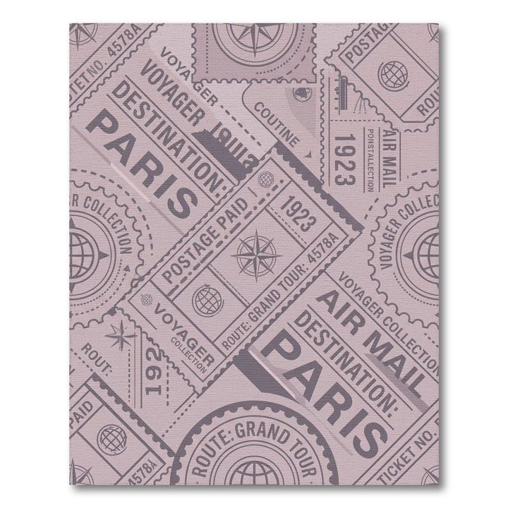 Vintage Paris Postage Stamp Collage Rug