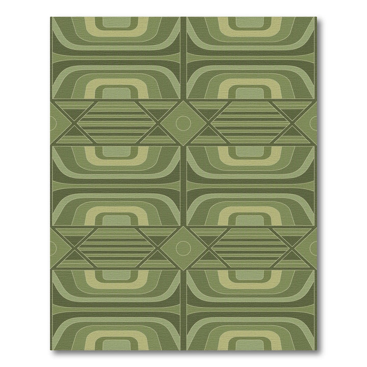 Green Layered Green Geometric Area Rug