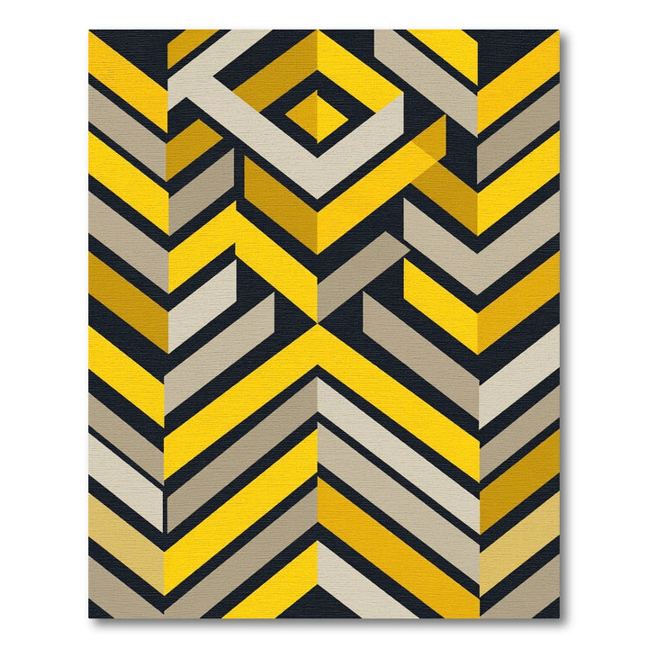Yellow Beige Geometric Abstract Rug