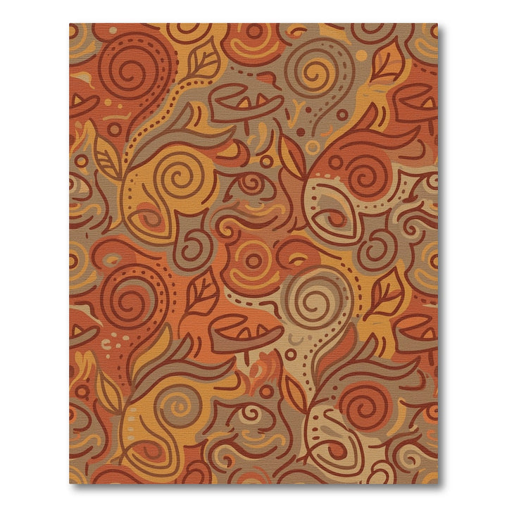 Earthy Terracotta Swirl Leaf Rug