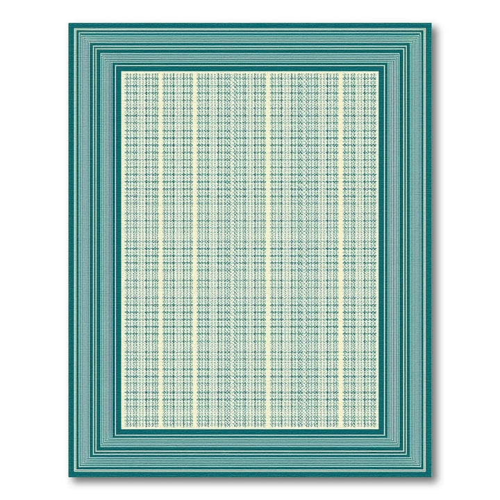 Blue and Teal Geometric Bordered Area Rug