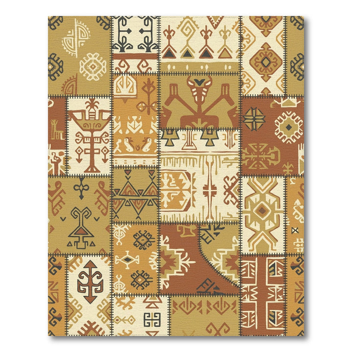 Earthy Patchwork Tribal Medallion Sun Rug