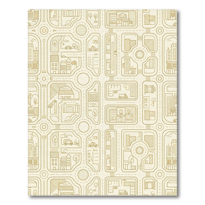 Urban Cityscape Gold Map Scene Rug