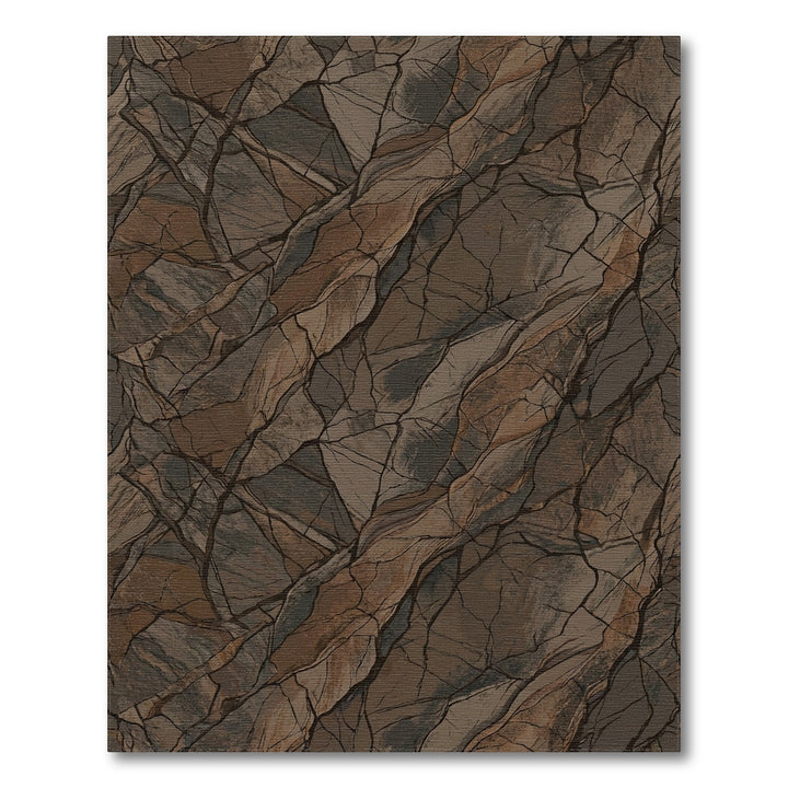 Earthy Brown Cracked Stone Texture Rug