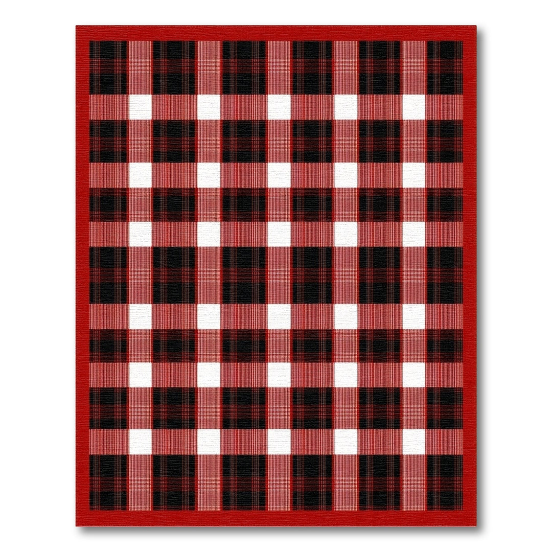 Geometric Modern Red Black Buffalo Check Area Rug