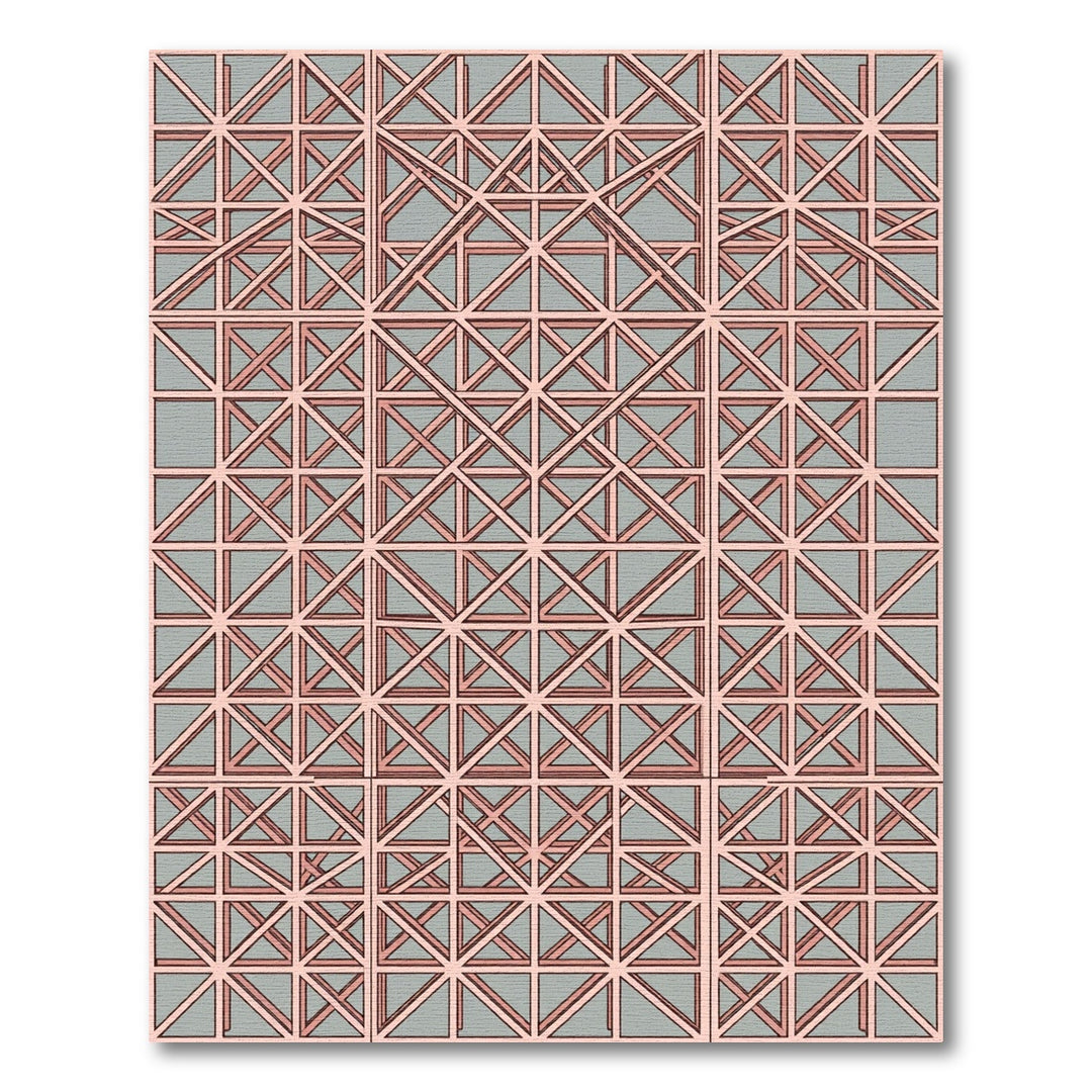 Pink Geometric Lattice Overlay Rug