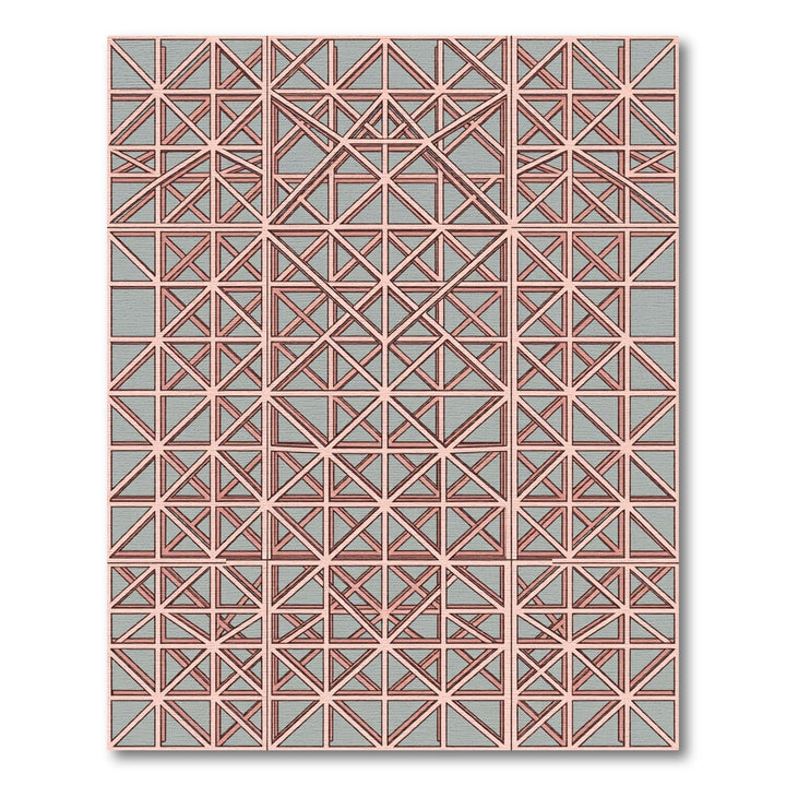 Pink Geometric Lattice Overlay Rug