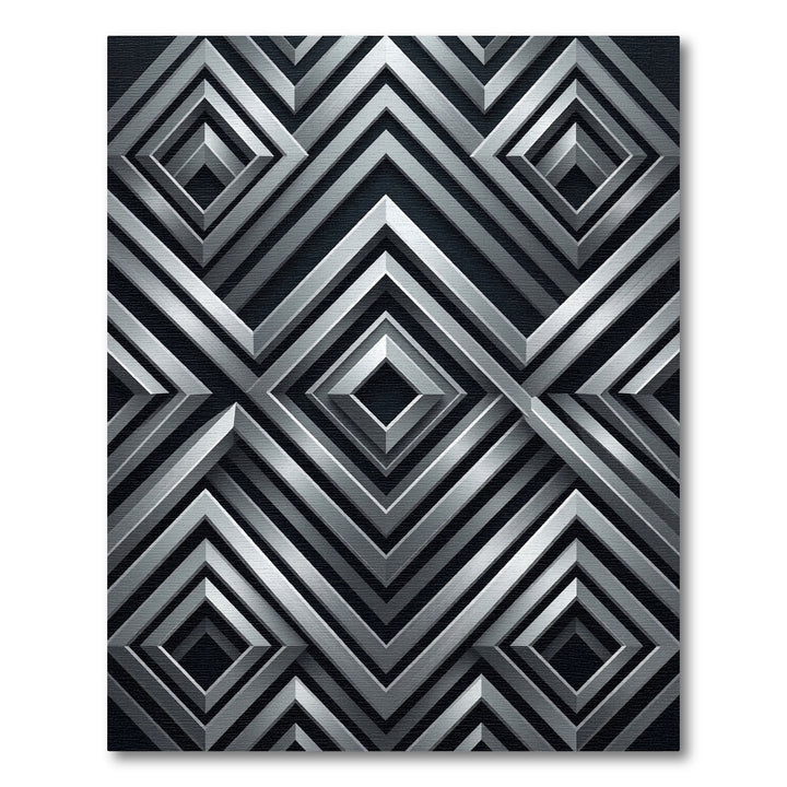 Silver Geometric Cube Overlap Rug