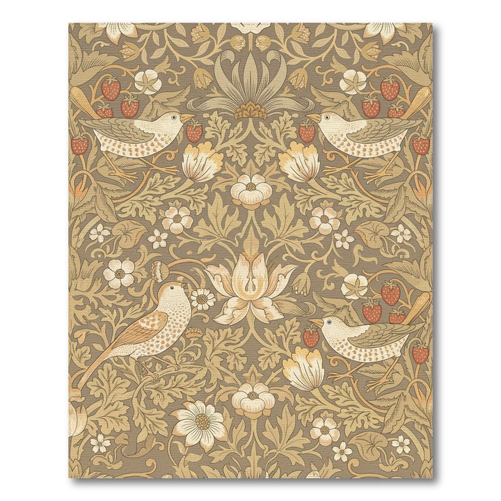 Vintage Brown Bird Strawberry Floral Rug