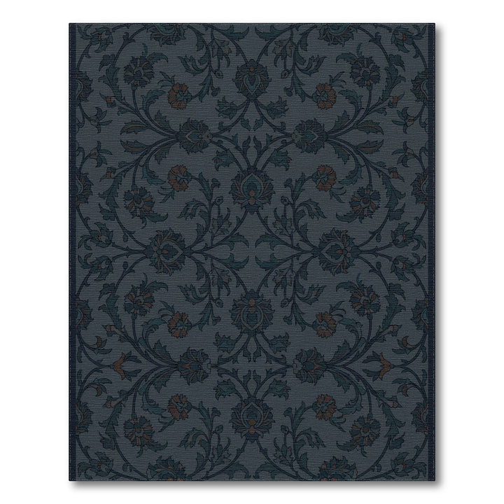 Dark Teal Floral Scrollwork Rug