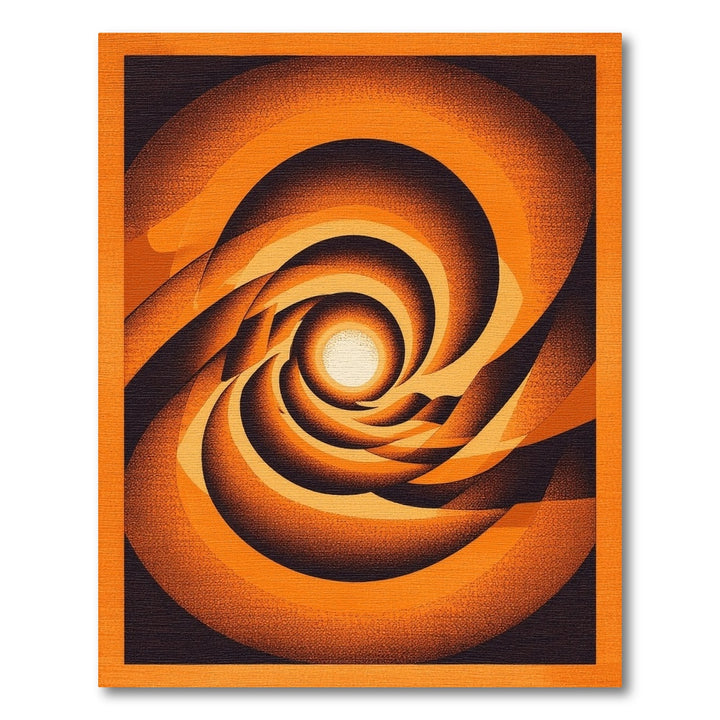 Geometric Modern Orange Vortex Swirl Area Rug