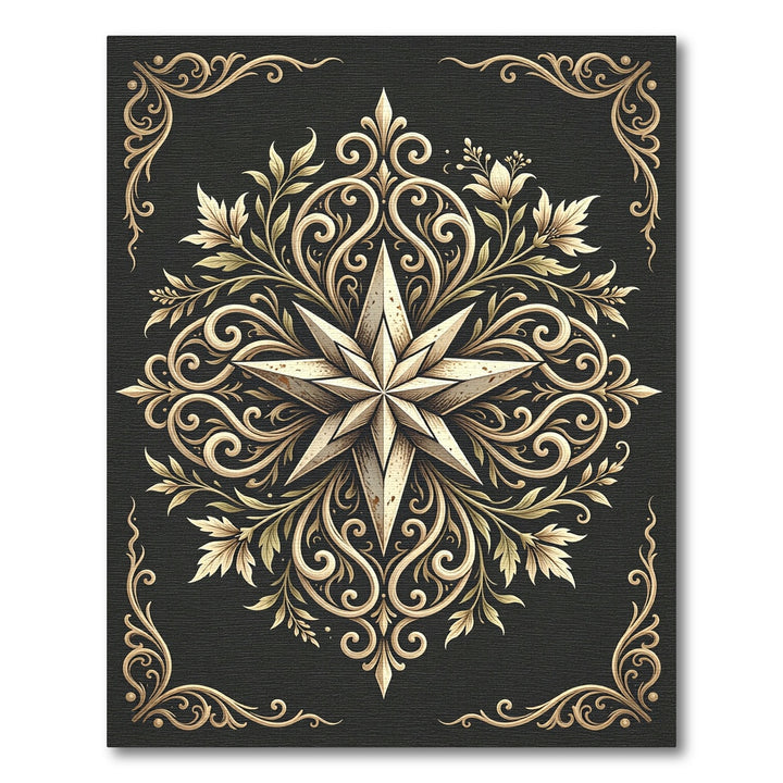 Traditional Golden Starburst Floral Rug