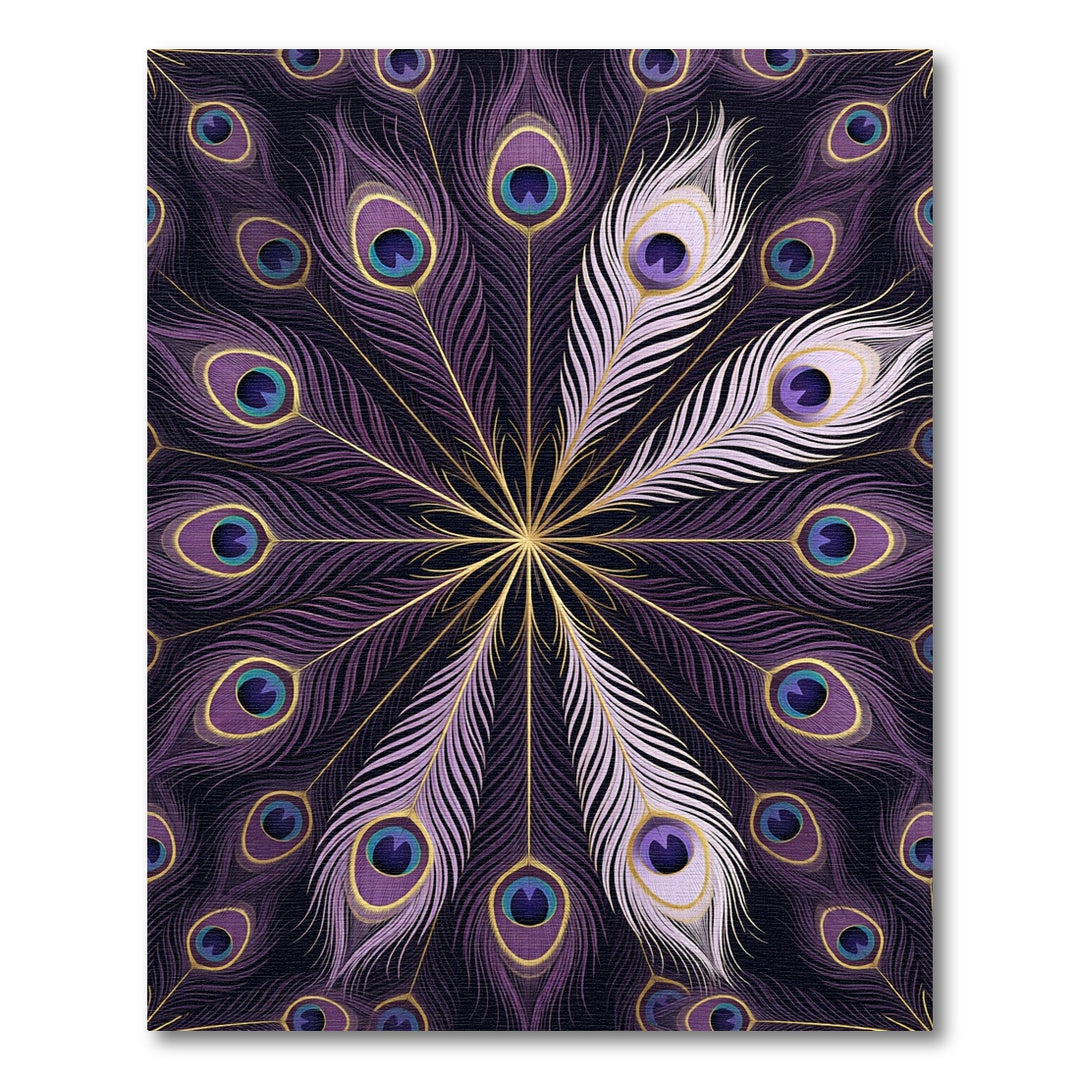 Elegant Peacock Feather Mandala Rug