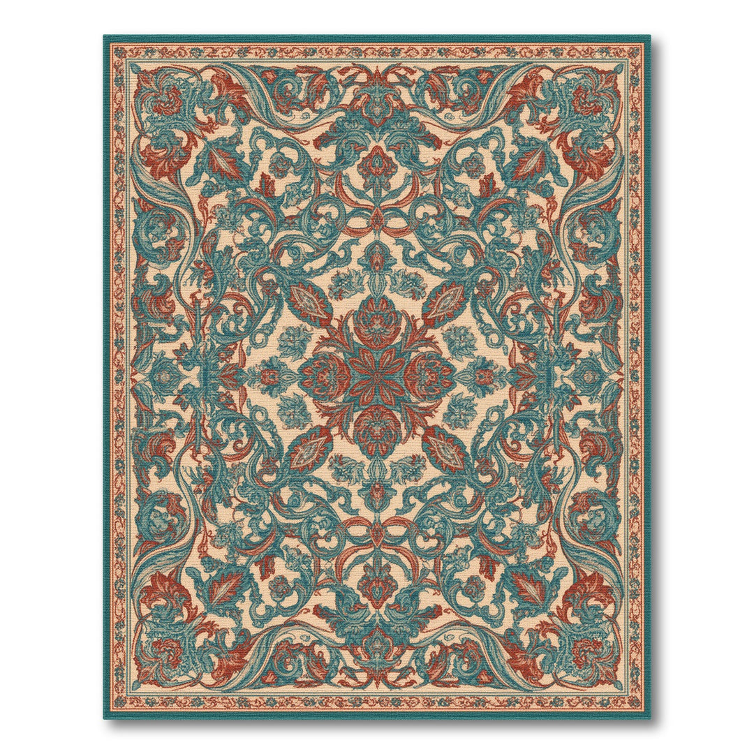 Blue Teal Persian Medallion Rug