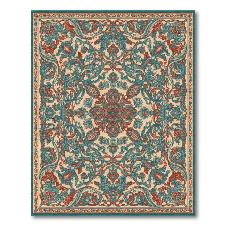 Blue Teal Persian Medallion Rug