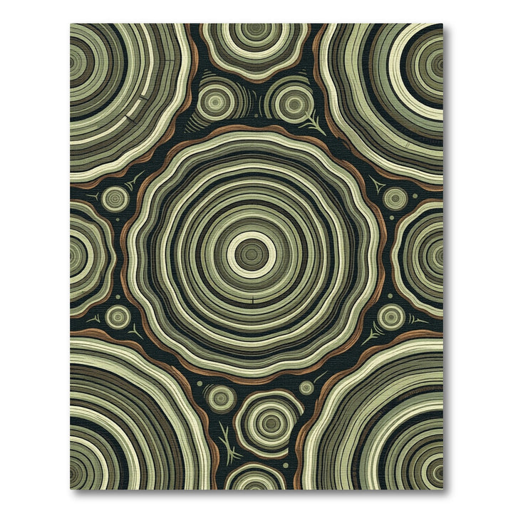 Earthy Wood Grain Concentric Layers Rug