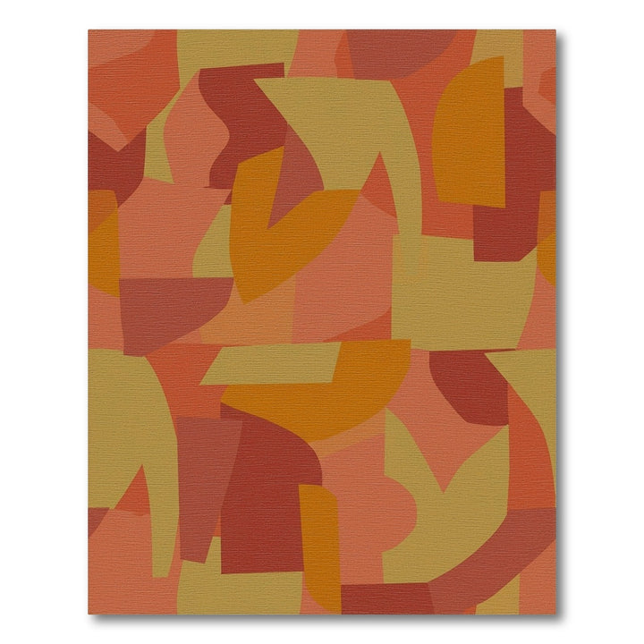 Warm Terracotta Abstract Collage Rug