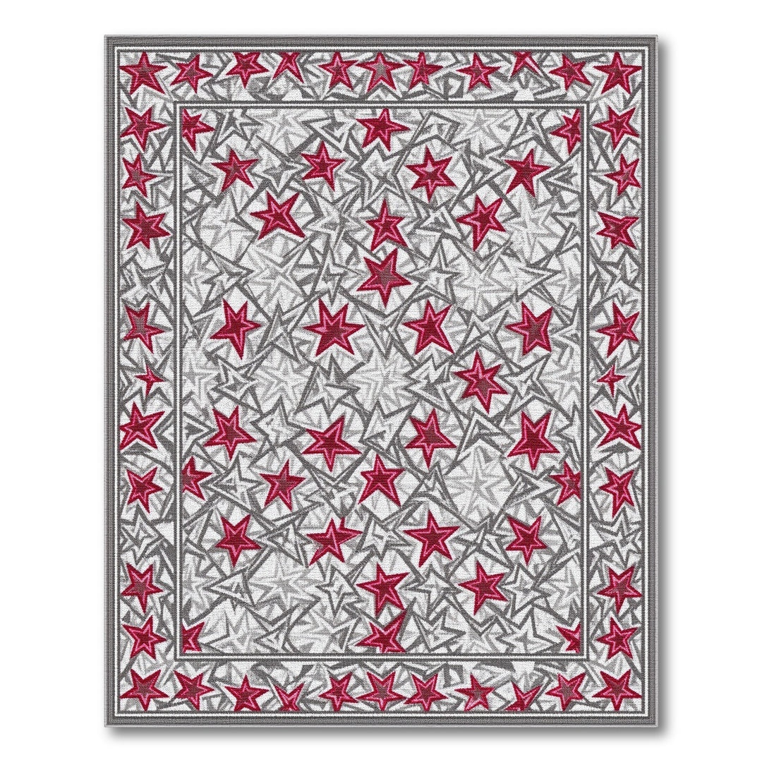 Red Geometric Modern Red Star Geometric Area Rug