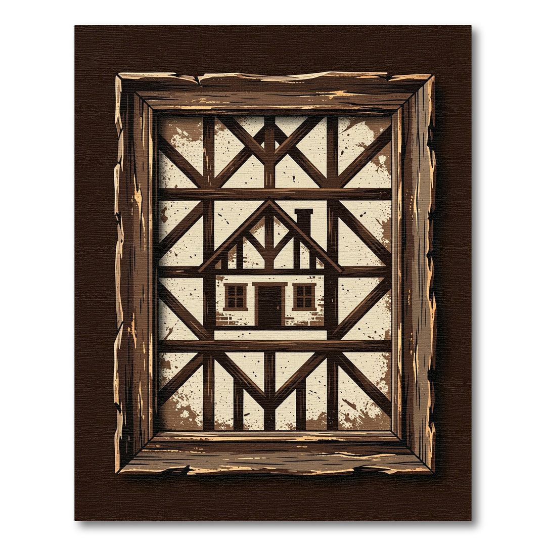 Rustic Tudor House Geometric Beam Rug
