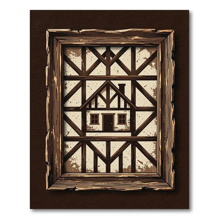 Rustic Tudor House Geometric Beam Rug