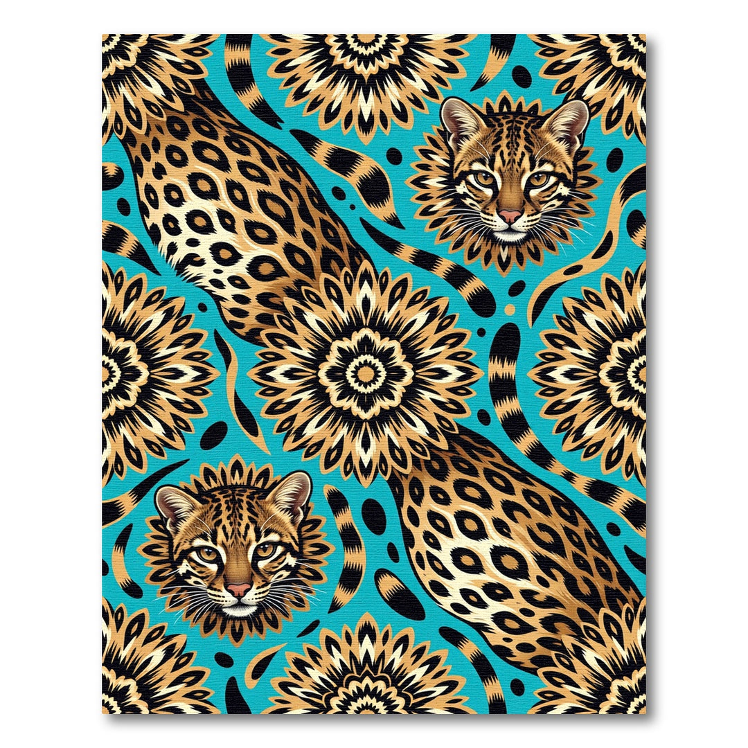 Exotic Ocelot Spots Floral Rug