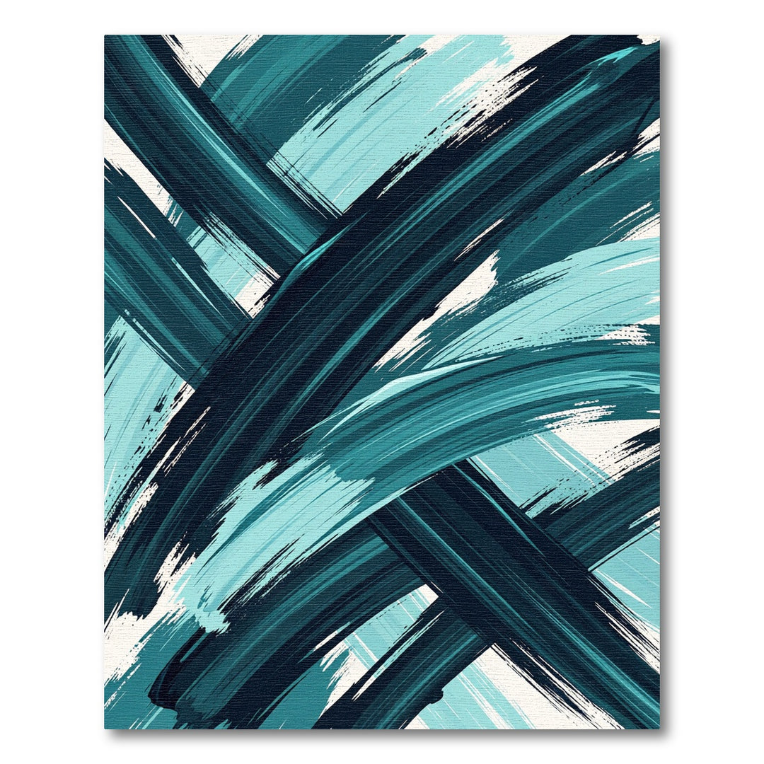 Deep Teal Abstract Brush Stroke Rug