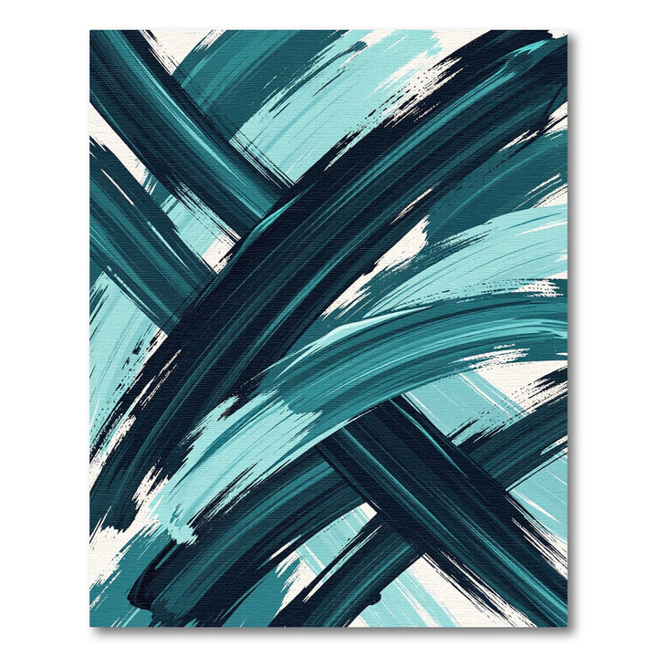 Deep Teal Abstract Brush Stroke Rug